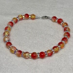 Vibrant Red and Yellow Beaded Bracelet
